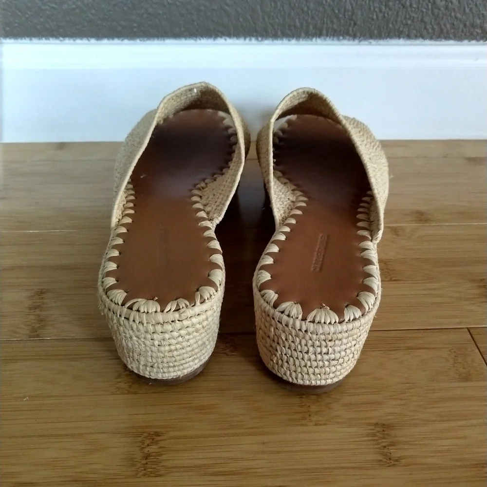 Woven Platform Wedge Slide - Cream